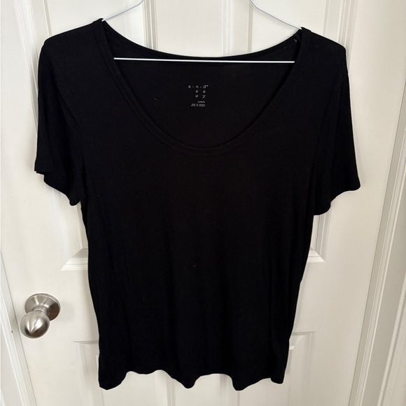 A New Day Black Scoop Neck Tee - Picture 1 of 2